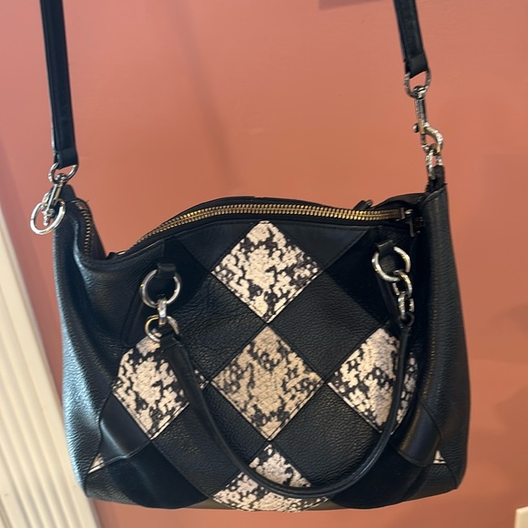 Coach Small Kelsey Satchel in Black Snake Embossed Patchwork - Picture 1 of 5